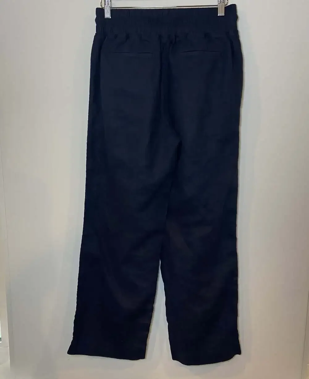 Quince European 100% Linen Tapered Ankle Pants Pull On Navy Blue Medium M